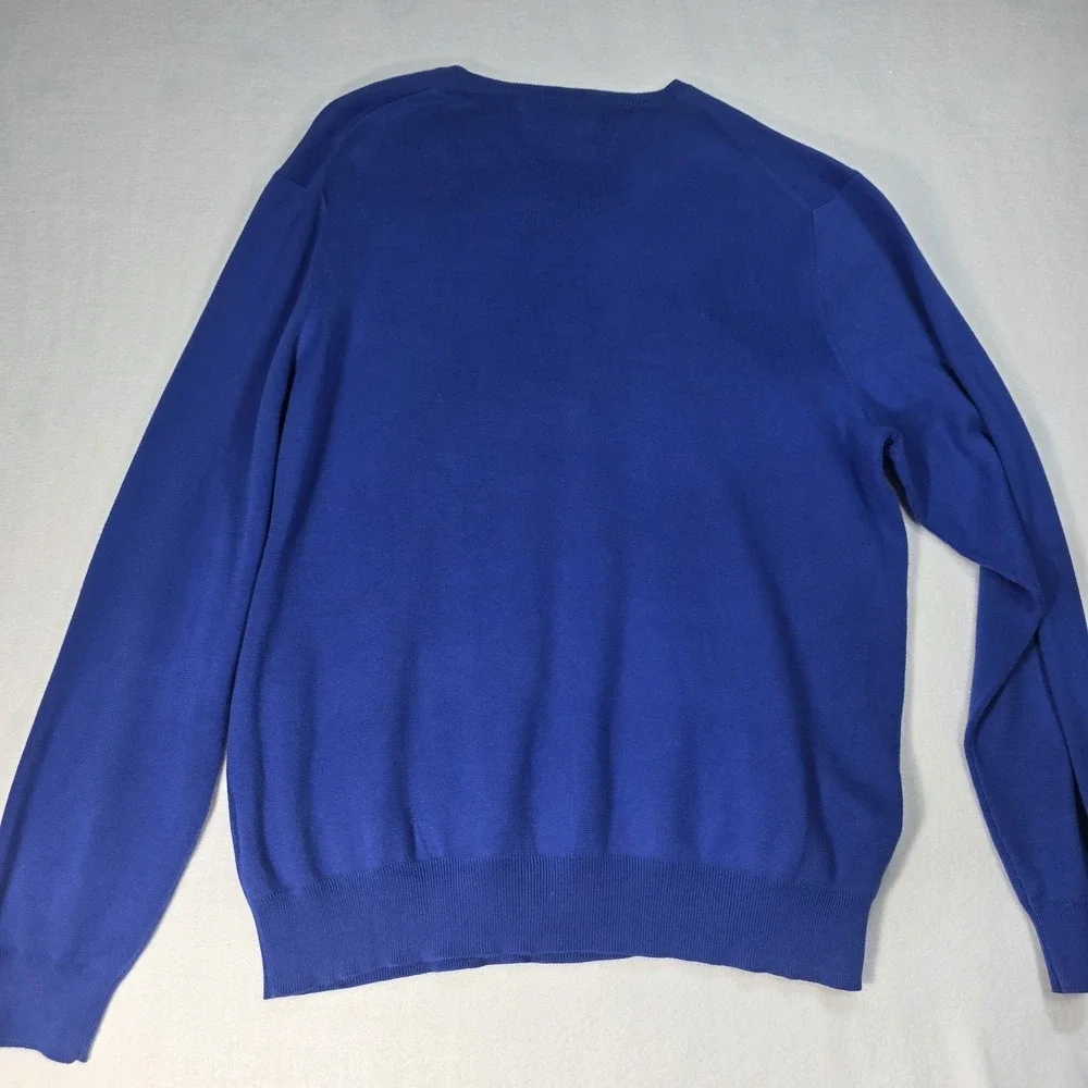 Vintage Y2K RALPH LAUREN POLO Jumper Sweater V-Neck Blue Size L‎ Pima Cotton